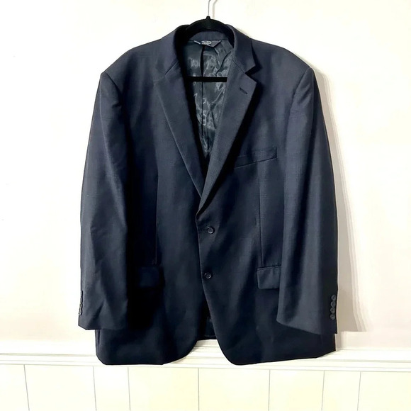 Pronto Uomo Platinum Modern Fit Men's Navy Wool Blend Blazer Jacket Sz 46R GUC - Picture 2 of 7